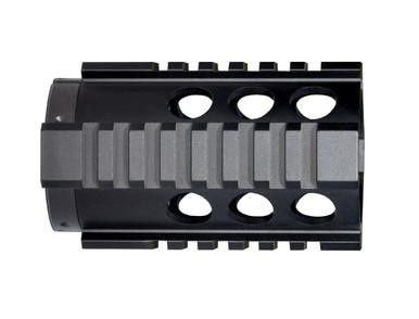 Presma 4" AR-15 Pistol Quad Rail Free Float Handguard, black tactical gun accessory with multiple mounting slots and heat-resistant design