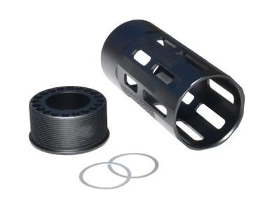 Presma 4.2" AR-15 Tubular M-LOK Aluminum Handguard [MMARC42], black aluminum handguard with cutouts and mounting rings for firearm customization.