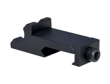 Presma 45 Degree Offset Picatinny 1 Slot Rail Mount, black metal firearm accessory with a compact design and mounting screw.