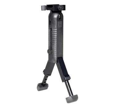 Presma 5 Position Foldable Fore Grip with Extendable Bipod Legs, Picatinny Mount, showcasing a tactical firearm accessory with foldable grip and adjustable bipod for stability.