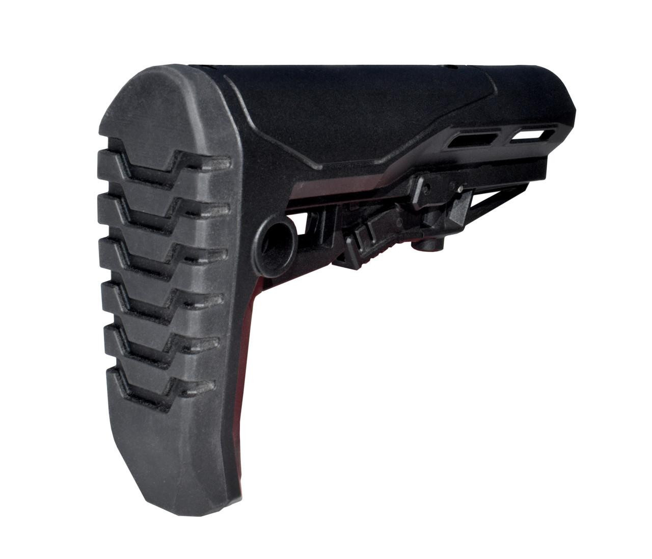 Presma AAST31 Mil-Spec Enhanced Stock with Screwed, Rubberized Recoil Pad, gun stock, black, ergonomic design, tactical firearm accessory.