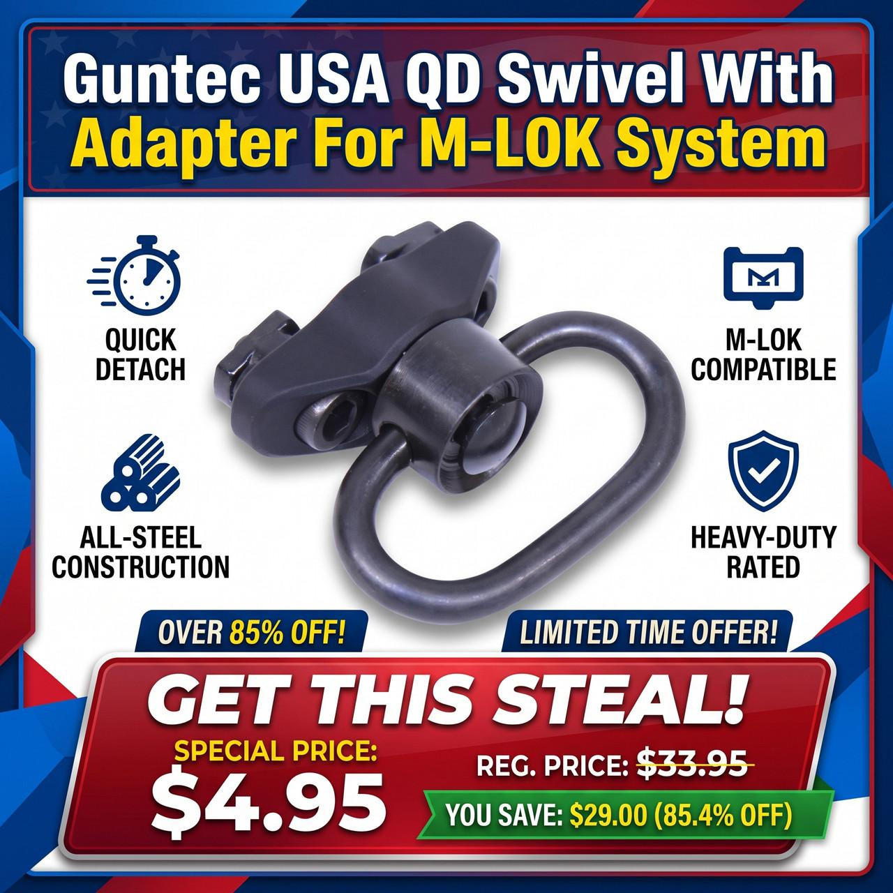 Guntec USA SWIVEL-MLK-G2 QD Swivel With Adapter For M-LOK