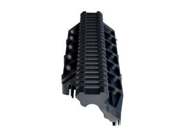 Presma FN FAL Duct Cover Picatinny Rail Mount System [MTCRF], black rugged mounting system with a series of ridges and slots for attaching accessories to FN FAL rifles.