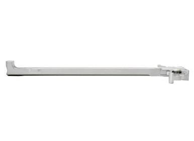 Presma Inc Ambi 223/5.56/9mm Charging Handle, Silver (CH04-S), metallic silver charging handle with a sleek, elongated design for rifles.