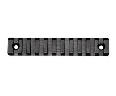 Presma KeyMod to Picatinny Adapter Rail, 11 Slots, black anodized aluminum with two mounting holes, for firearm accessories customization.