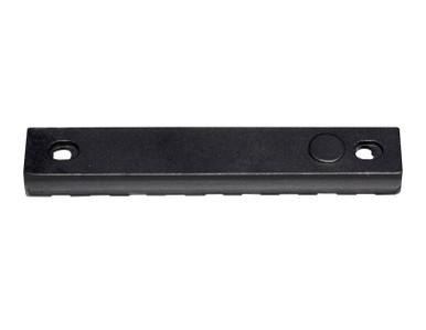 Presma KeyMod to Picatinny Adapter Rail, 9 Slots, black metal rail with mounting holes, facilitates attachment of Picatinny accessories to KeyMod handguards.