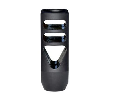 Presma M14X1 LH Muzzle Brake for AK 7.62mm - Steel - Black, firearm muzzle brake with a black steel finish and ventilation slots design.