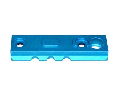 Presma M-LOK to Picatinny Adapter Rail Kit, blue metallic rail with multiple slots and holes for firearm accessory mounting.