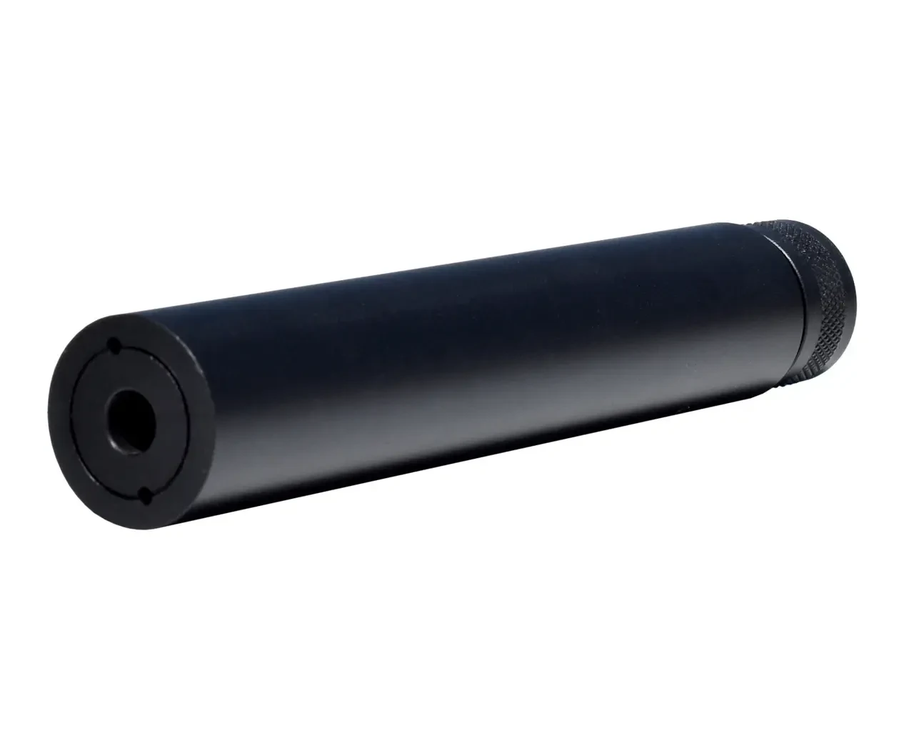 Presma MZFC01 Muzzle Fake Can – 1/2x28 .223/5.56 | 7-3/32" Length | Premium Muzzle Device, black cylindrical silencer placeholder with textured end caps.