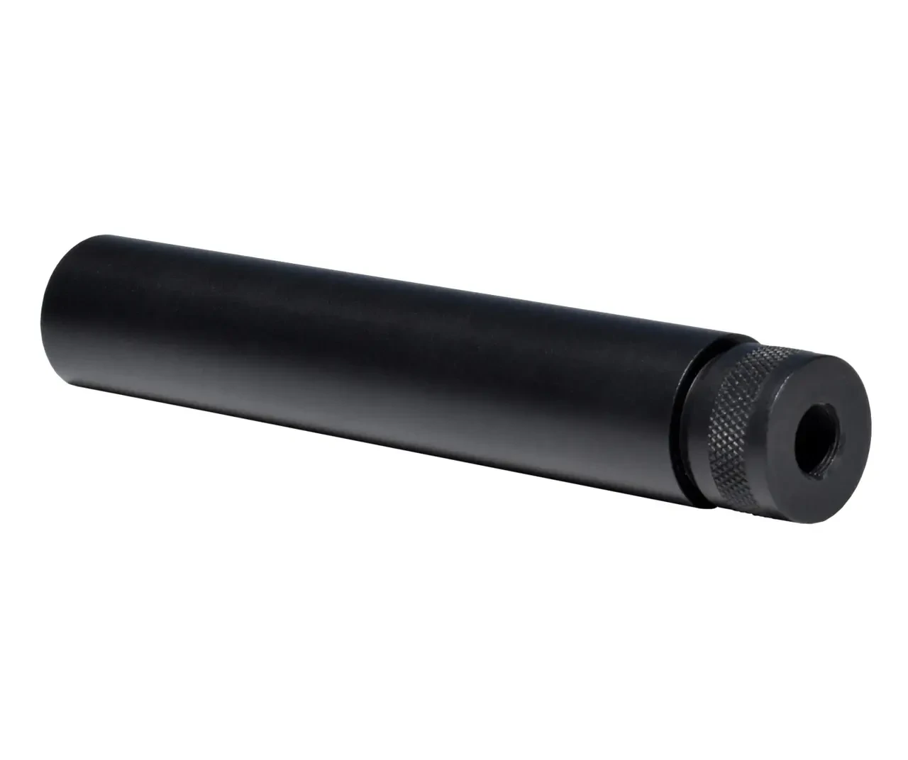 Presma MZFC01 Muzzle Fake Can – 1/2x28 .223/5.56 | 7-3/32" Length | Premium Muzzle Device, Black firearm muzzle device with knurled end for installation.