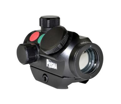 Presma Red/Green Dot Sight with Fully Multi-Coated Lens [PRRH011], close-up of the compact tactical firearm sight featuring red and green LED reticles and adjustable settings.