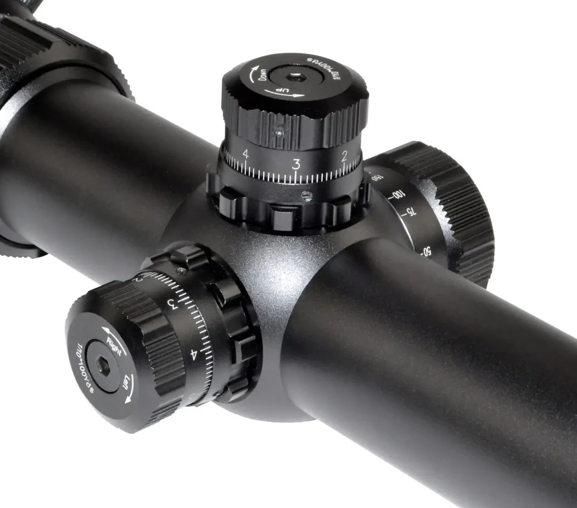 Presma RXR6 6-36X56SFL Professional Series Scope, black rifle scope with adjustable turrets and magnification rings.