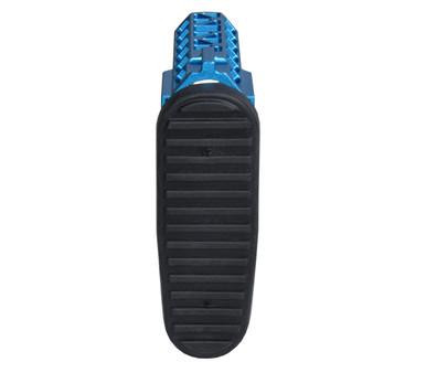 Presma Skeletonized Buttstock Recoil Pads fits AAST22, close-up of the black rubber recoil pad with blue skeletonized metal frame for firearm stability and recoil absorption.