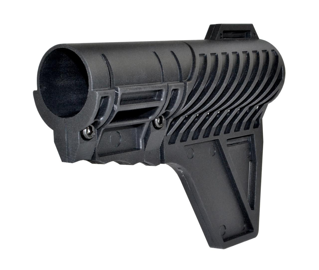 Presma Stabilizing Fin for Pistol Buffer Tube- Black, close-up image of black stabilizing fin designed to enhance pistol buffer tube stability and control.