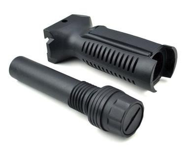 Presma Tactical Foregrip With Storage Compartment, Black [GP04], black tactical foregrip and flashlight attachment for firearms.