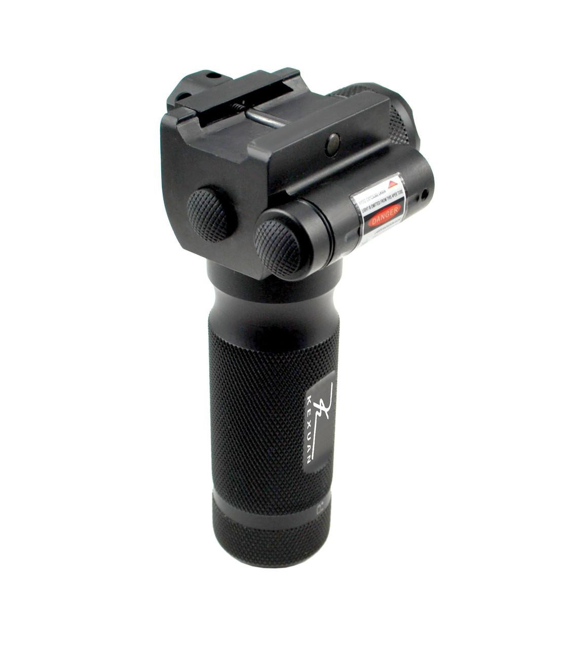 Presma Tactical LED Aluminum Front Grip Flashlight and Red Laser Sight Combo [GPRL01], black tactical grip with integrated flashlight and laser sight