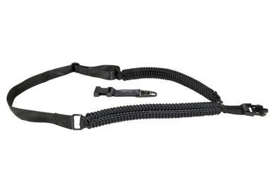 Presma Tactical Single Point Sling AR Clip Style, All Black Paracord, tactical firearm accessory with adjustable strap and quick-release clip.