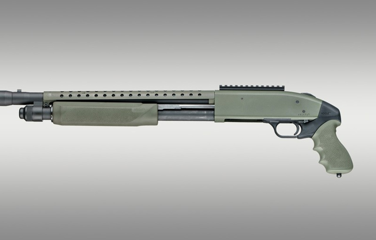 Hogue 05115 Mossberg 500 12 Gauge OverMolded Tamer Shotgun Pistol Grip and forend OD Green