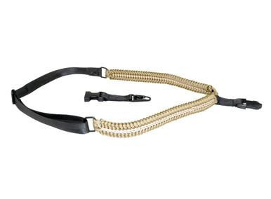 Presma Tactical Single Point Sling AR Clip Style, Tan Paracord, tactical firearm sling with adjustable strap and clip for easy attachment and detachment.