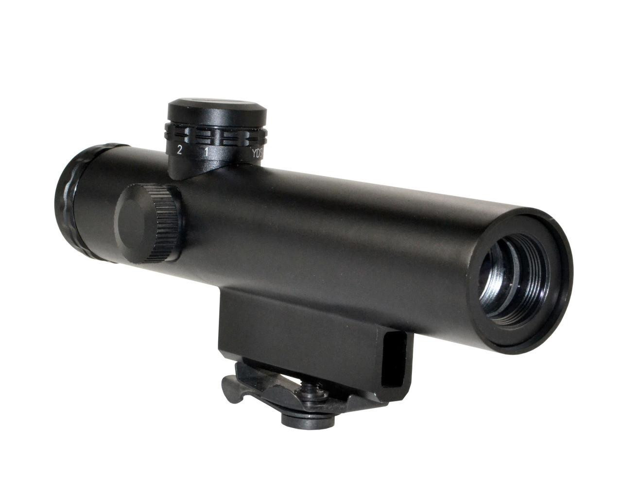 Sniper Grunt LT4X20 4X20 Compact Scope, Duplex Sight with Carry Handle & Picatinny Mounts, black tactical rifle scope.