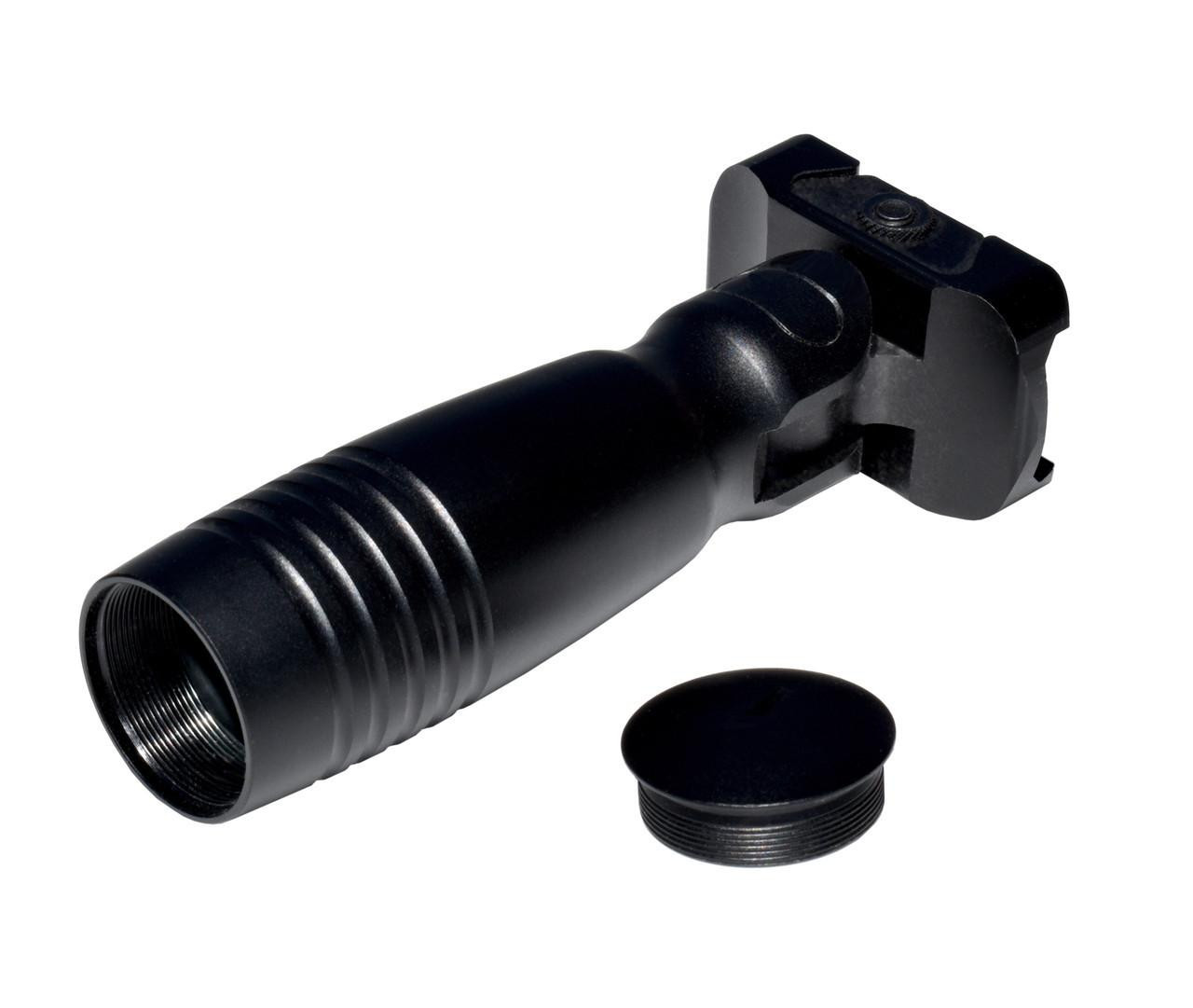 Presma GP07S Aluminum 5 Position Stubby Front Grip Foregrip Picatinny, black aluminum front grip with adjustable positions and included end cap.