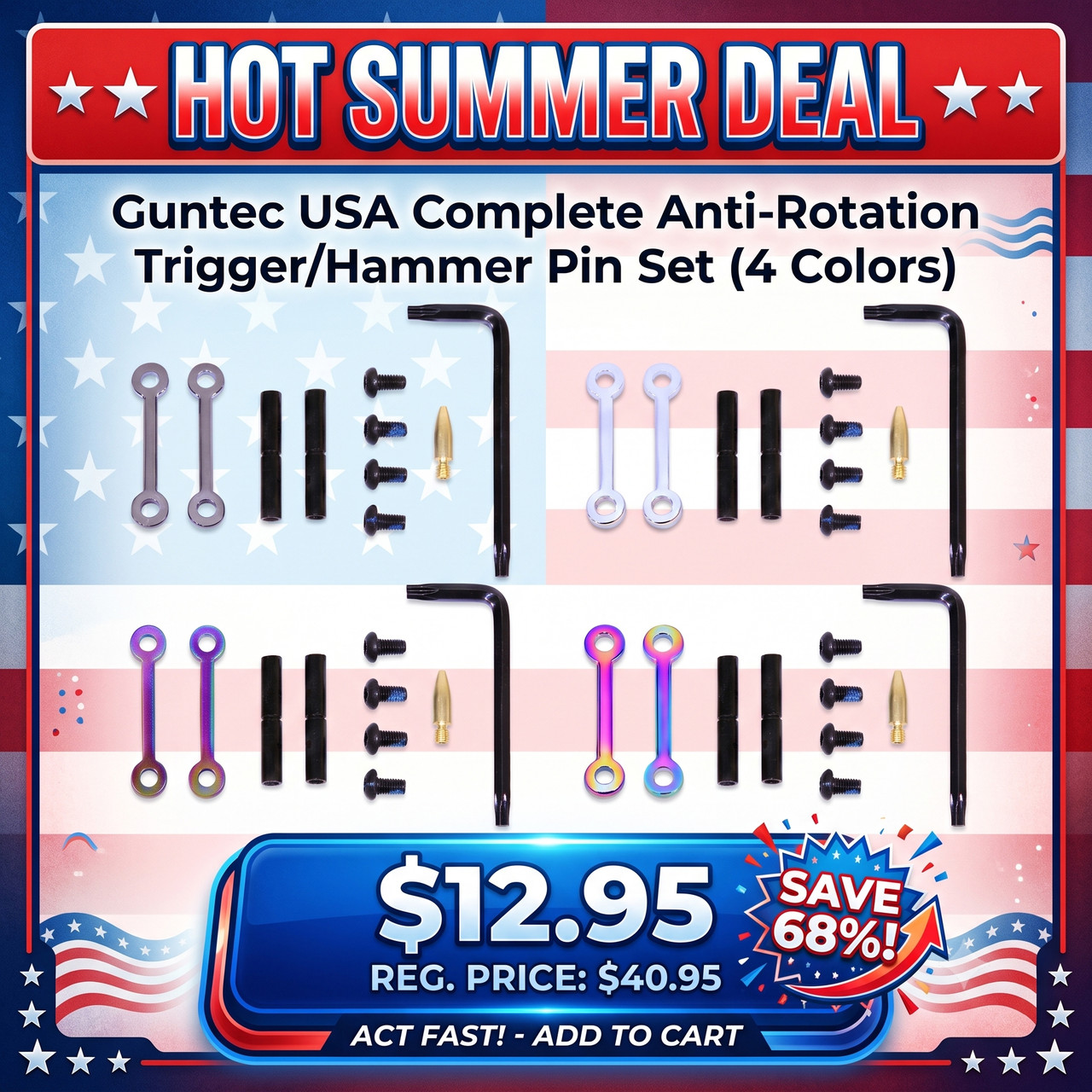 Guntec USA GT-ARP Anti-Rotation Trigger/Hammer Pin Set