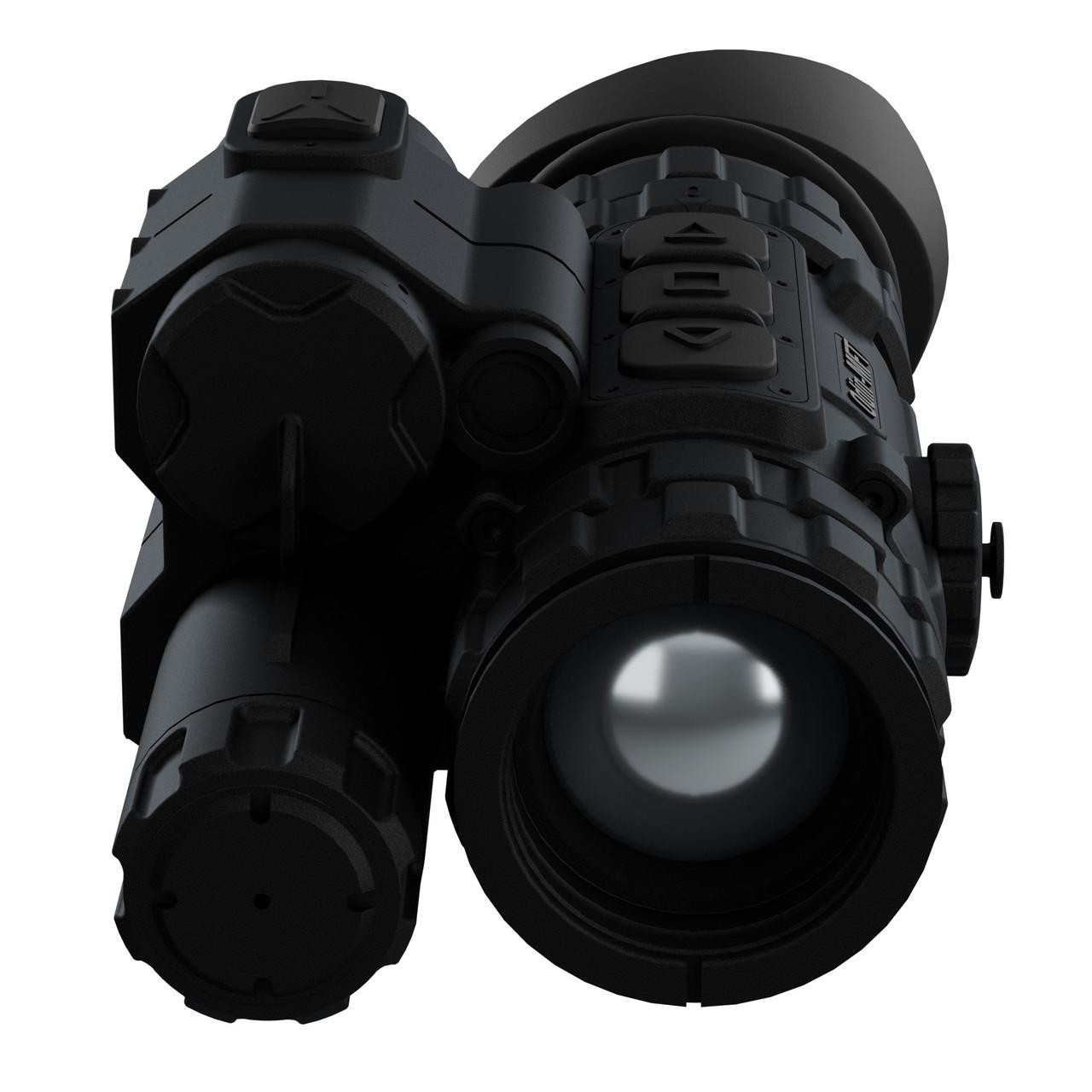 ATN TIMFOD6625 Multi-Role Thermal Optic - Handheld Monocular, Helmet Mount, Clip-On, and Weapon Sight with AI Features, black tactical device with multiple viewing options and control buttons.