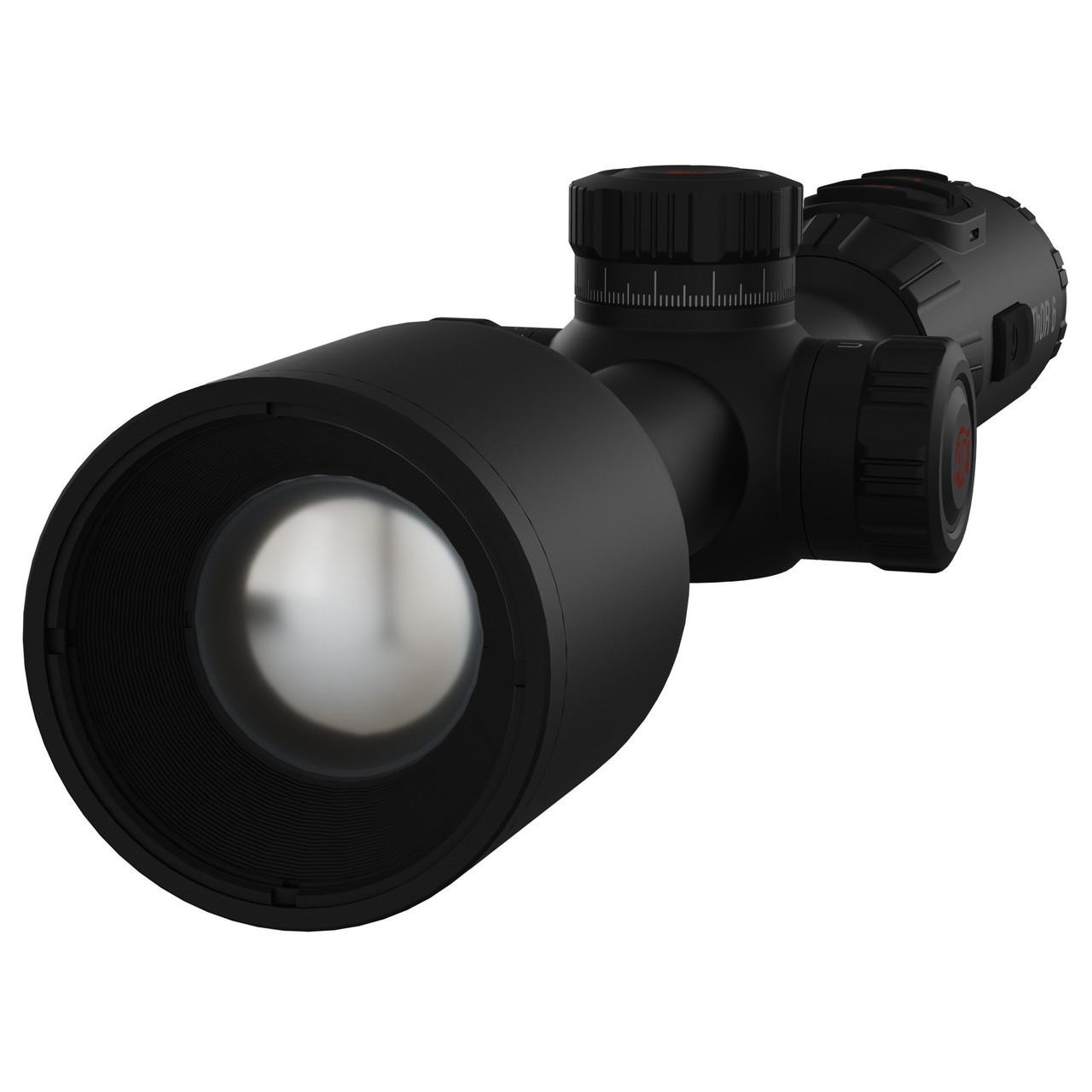 ATN TIWST6635A Thermal Sensor - High-Sensitivity Imaging with SharpIR AI for Unmatched Clarity, close-up view of the black tactical thermal scope with adjustable focus and advanced imaging features.