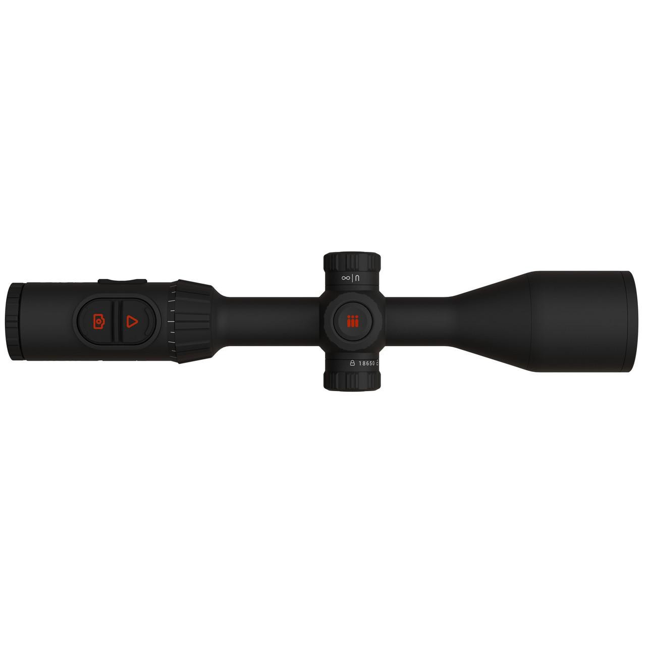 ATN TIWST6635A Thermal Sensor - High-Sensitivity Imaging with SharpIR AI for Unmatched Clarity, product image of a black scope with buttons, adjustable scope and lens for thermal imaging.