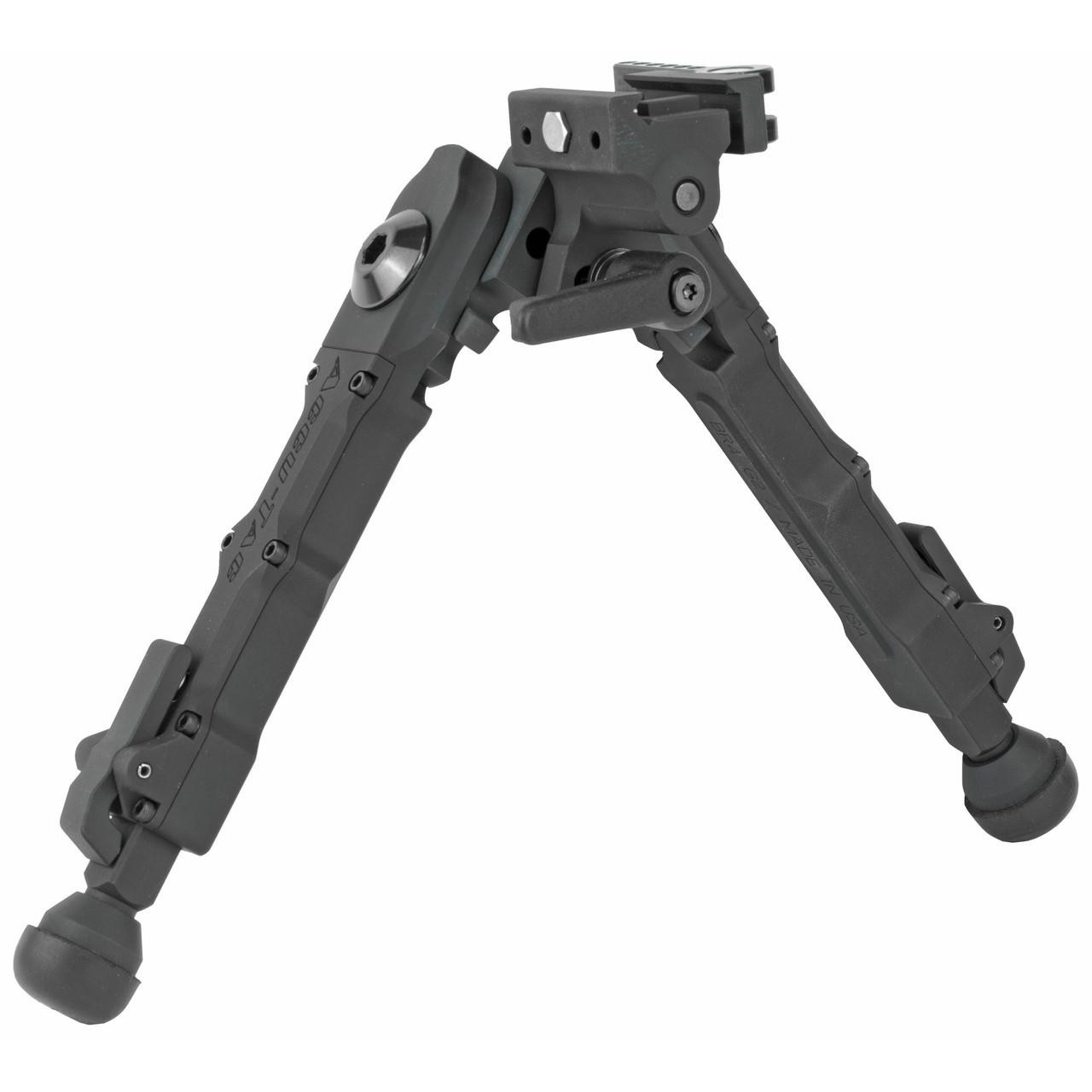 Accu-Tac BRB-G200 BR-4 G2 Adjustable Bolt Action Bipod, Quick Detach 6061 T6 Aluminum, Precision Shooting Accessory, black, with adjustable legs and mounting bracket.