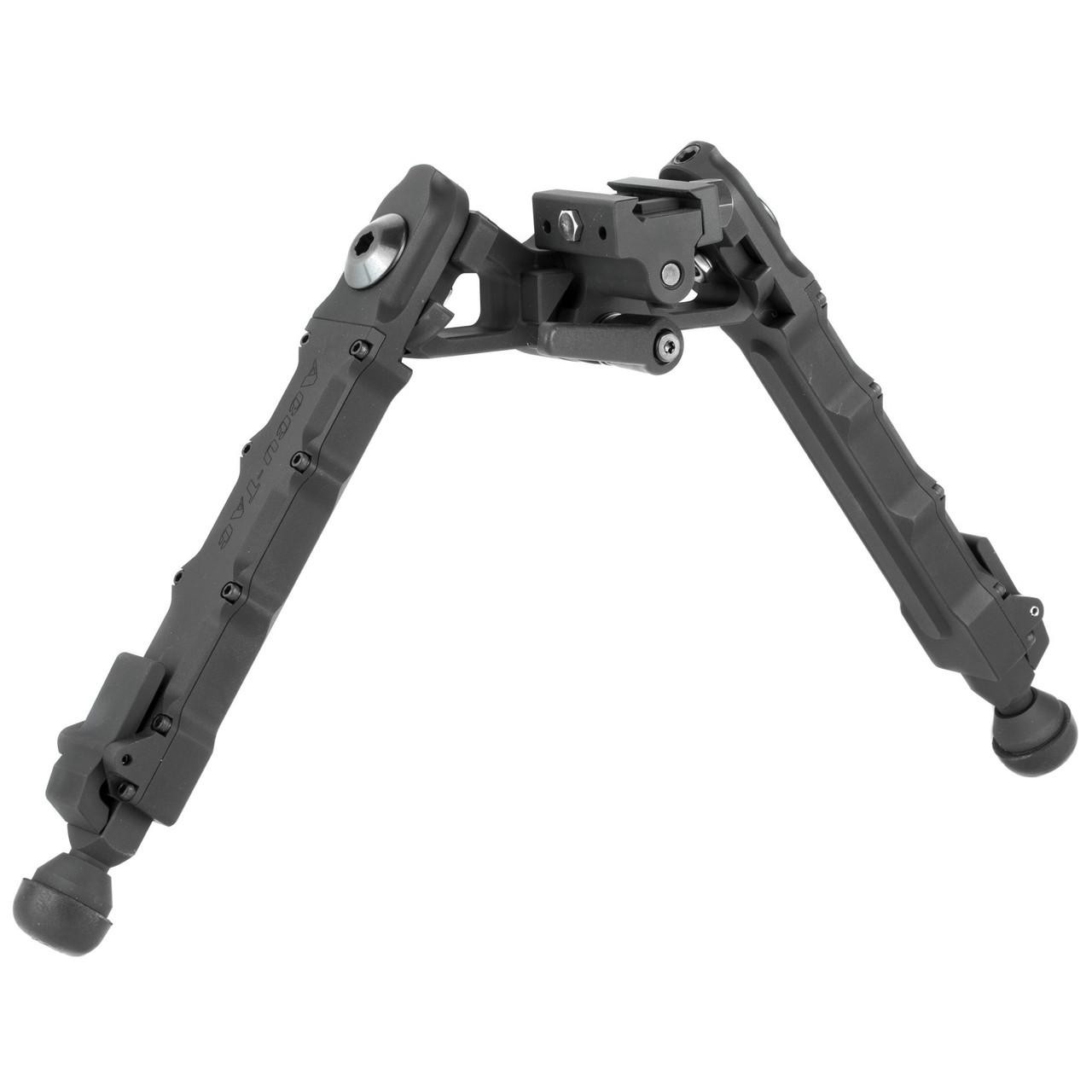 Accu-Tac HD-50 Heavy Duty Bipod for 50 BMG, robust stability with adjustable height and enhanced canting, black metal construction with adjustable legs and swivel mechanism.
