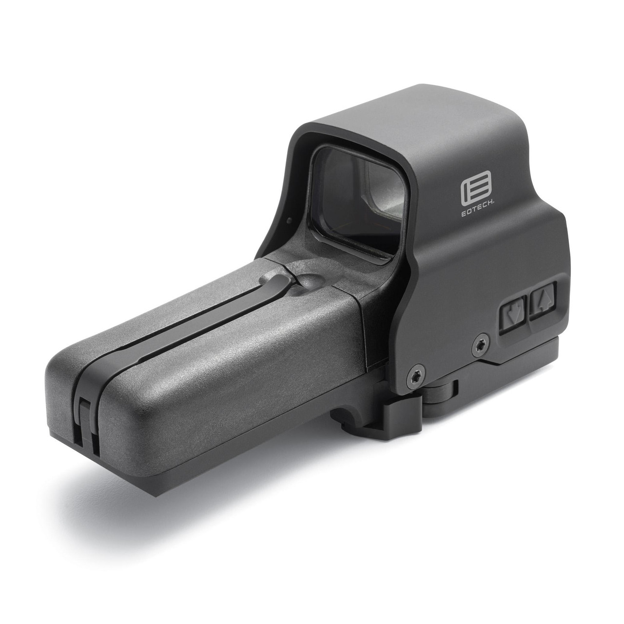 EOTECH 518.A65 Holographic Sight, AA Battery Powered, Side Button Functionality, Water Resistant, Compatible with MIL-STD-1913 Rail, Image of a sleek, durable holographic sight designed for tactical and shooting applications.
