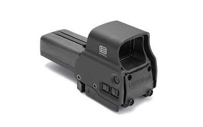 EOTECH 518.A65 Holographic Sight - AA Battery Powered, Side Button Functionality, Water Resistant, Compatible with MIL-STD-1913 Rail, image of the holographic sight showing its compact design and mounting interface.