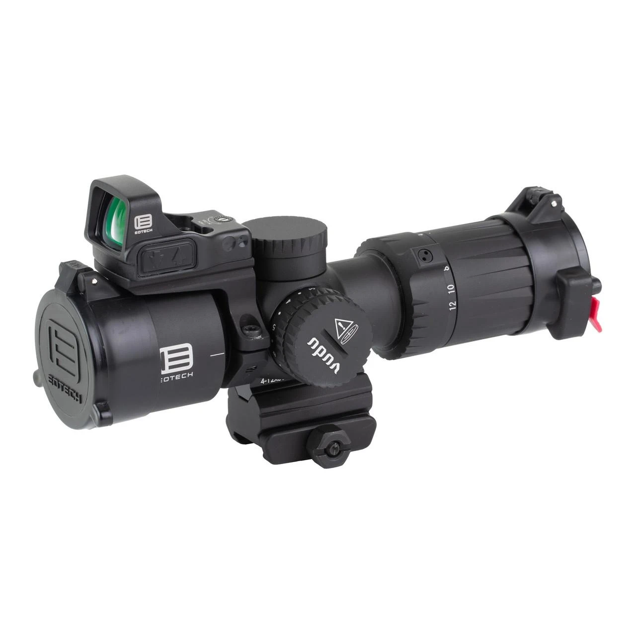 EOTECH VDU4-12PKG 4-12x36 FFP Scope - Durable, Fog Proof & Mini-ACOG Compatible Optics, black tactical riflescope with adjustable magnification and integrated sight