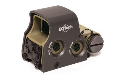 EOTECH XPS2-2TAN Holographic Weapon Sight, compact and lightweight tactical optics with water resistance, shown with control dials and mounting system.