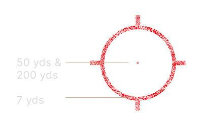 EOTECH 558.A65 Night Vision Compatible Holographic Sight with Quick Detach Mount & Adjustable Day/Night Settings, view of the illuminated reticle projected in the sight