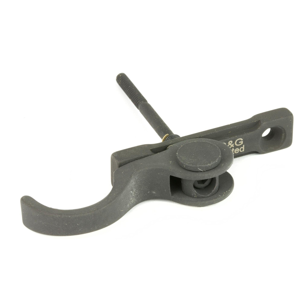 GG&G, Inc. GGG-1269, automotive trigger release latch with a black finish and a curved hook, used in vehicle locking systems.