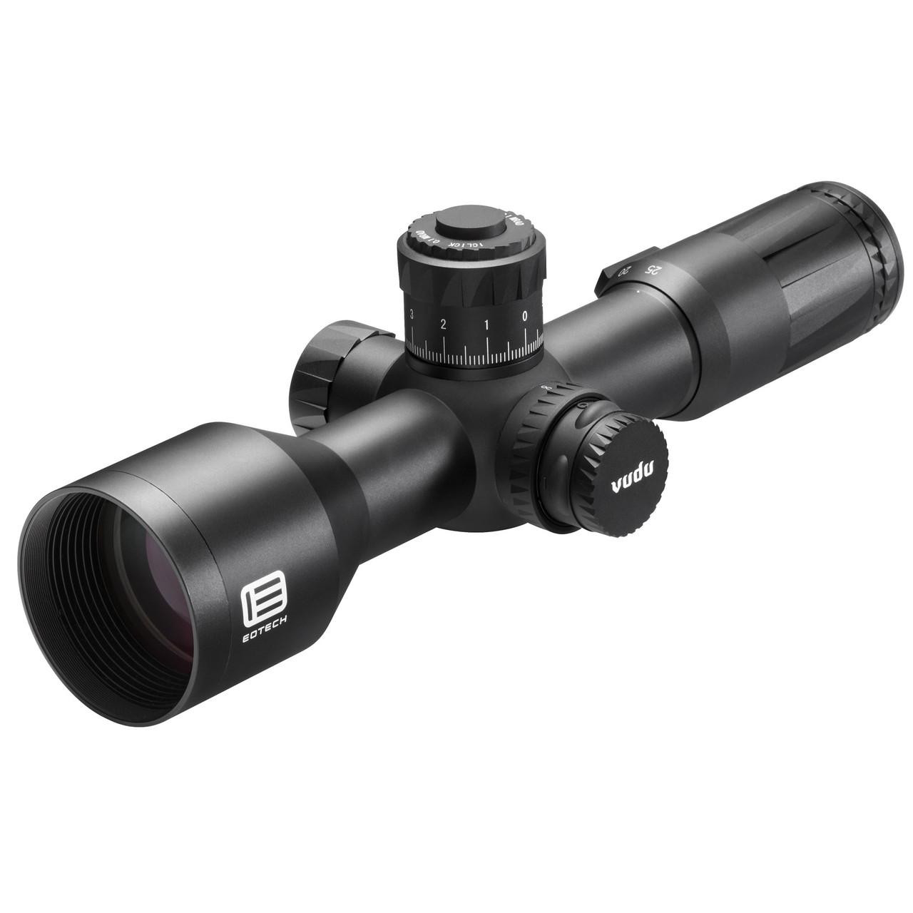 EOTECH VDU5-25FFMD3 Vudu 5-25x50mm First Focal Plane Rifle Scope, compact design with adjustable push/pull locking turret and zero stop for precise targeting.
