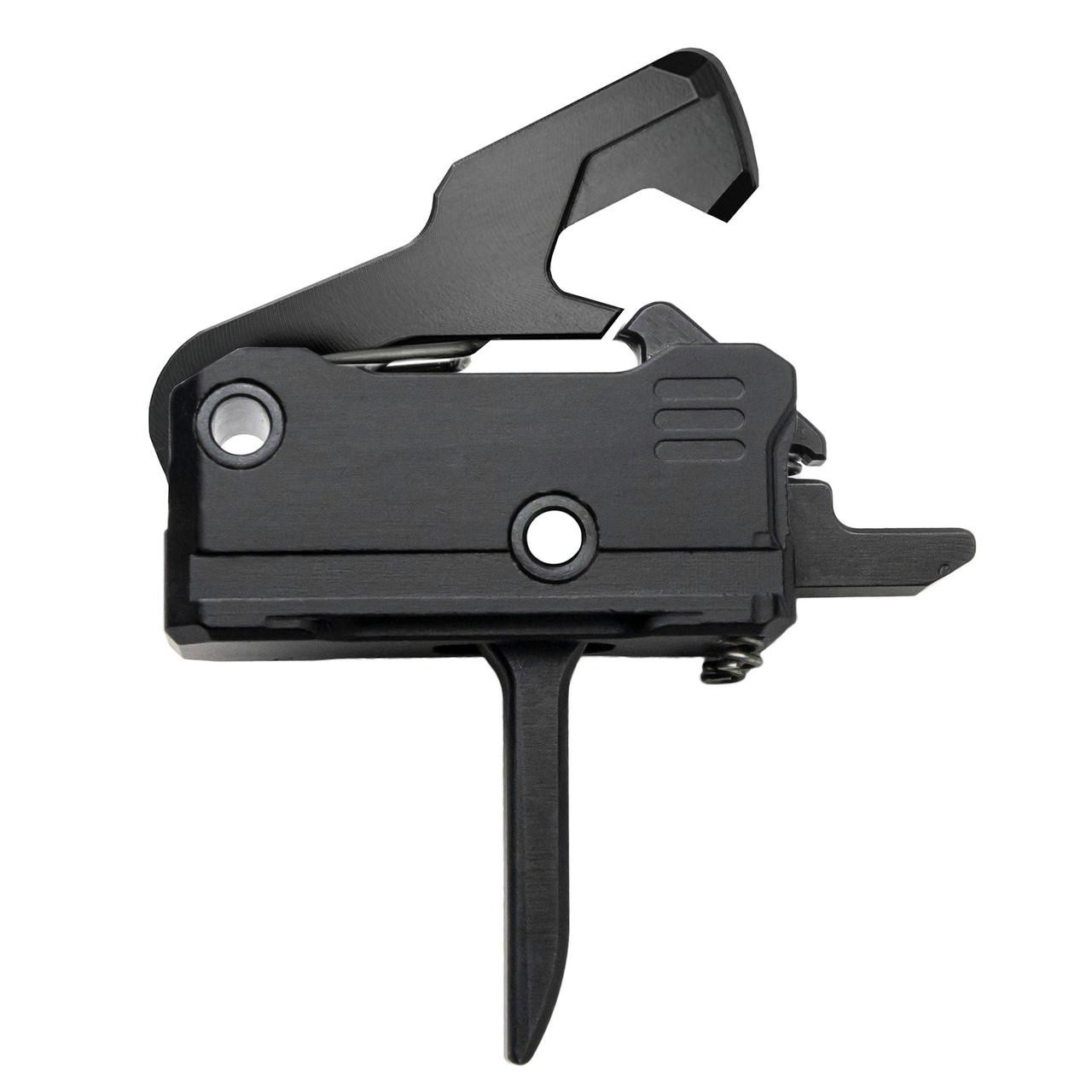 Rise Armament T017F-PCC-BLK - High-Performance Black PCC Firearm for Precision Shooting, close-up view of the black firearm trigger mechanism and precision parts.