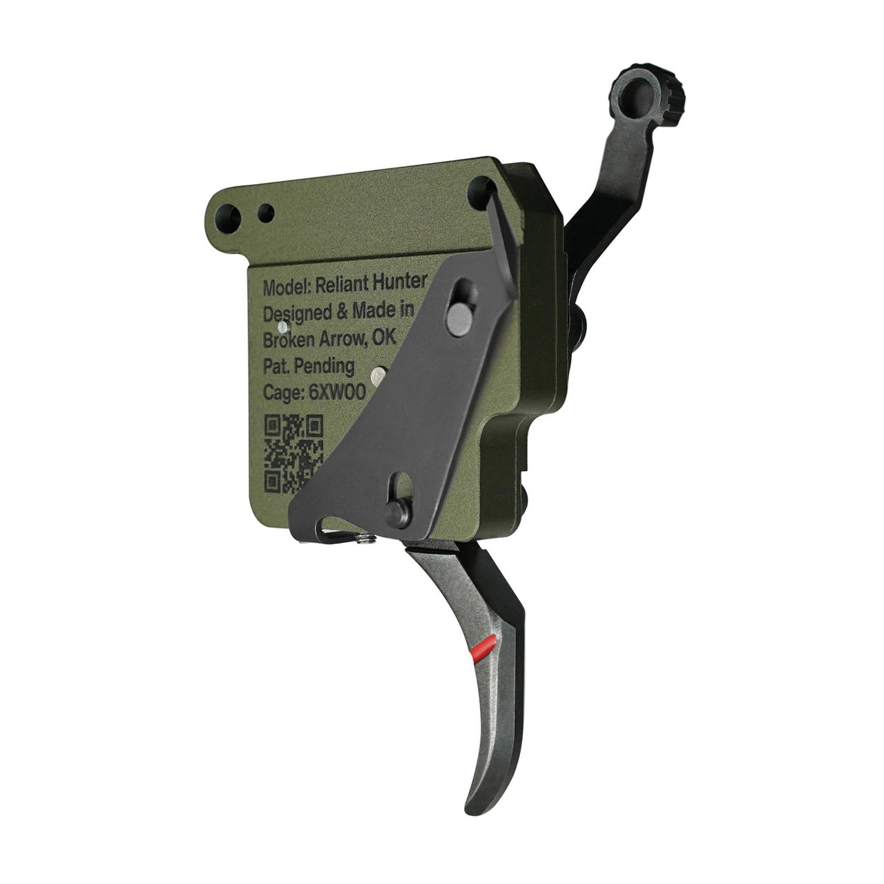 Rise Armament RA-740-BC Reliant Trigger – Adjustable Drop-In Trigger for Remington 700 & Clones, firearm trigger with green and black components, easy installation, fast lock time for precision shooting.