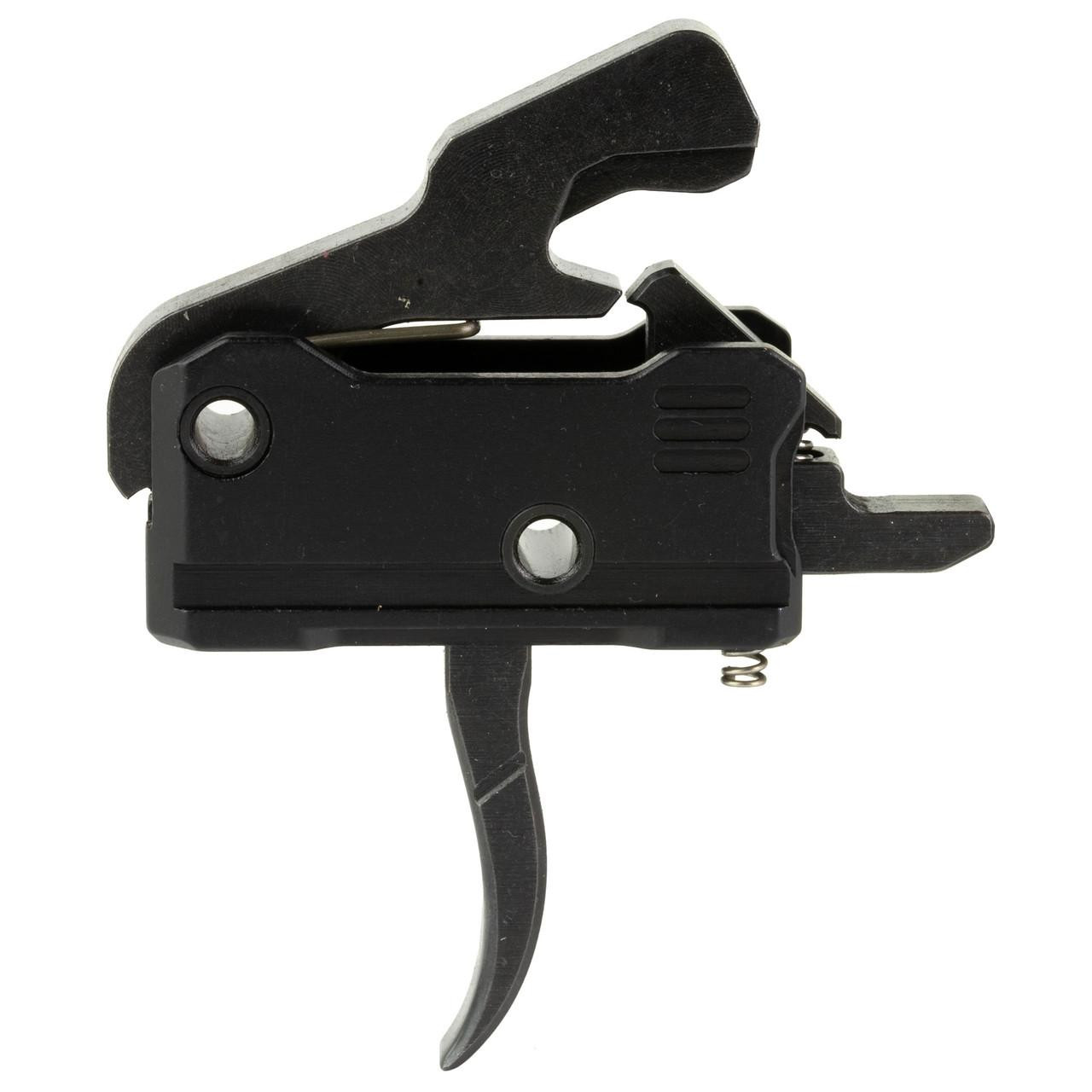 Rise Armament T017-BLK Precision Curved Trigger Shoe – 3.5lb Pull Weight, Single Stage Upgrade, in black with curved trigger design and installation mechanism.