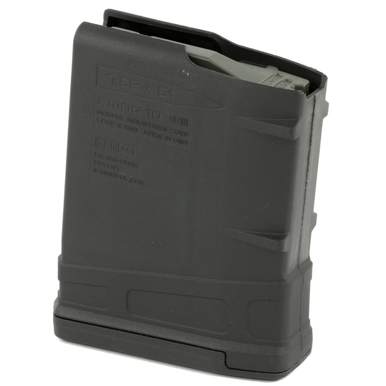 Magpul Industries Magpul PMAG M3 7.62 10RD Black Magazine for SR25/M110 Rifles, close-up image showing durable polymer construction and compact design for reliable performance.