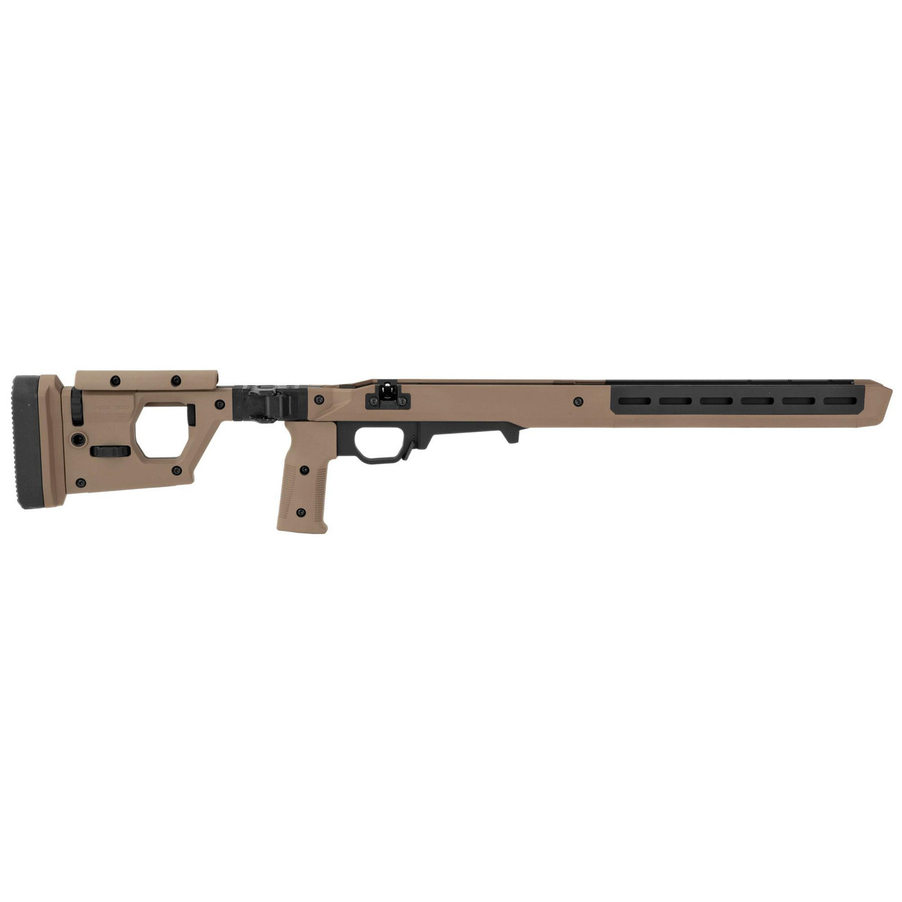 Magpul Industries Magpul Pro 700L Chassis for Remington 700, tan color, with adjustable features and precision shooting design.