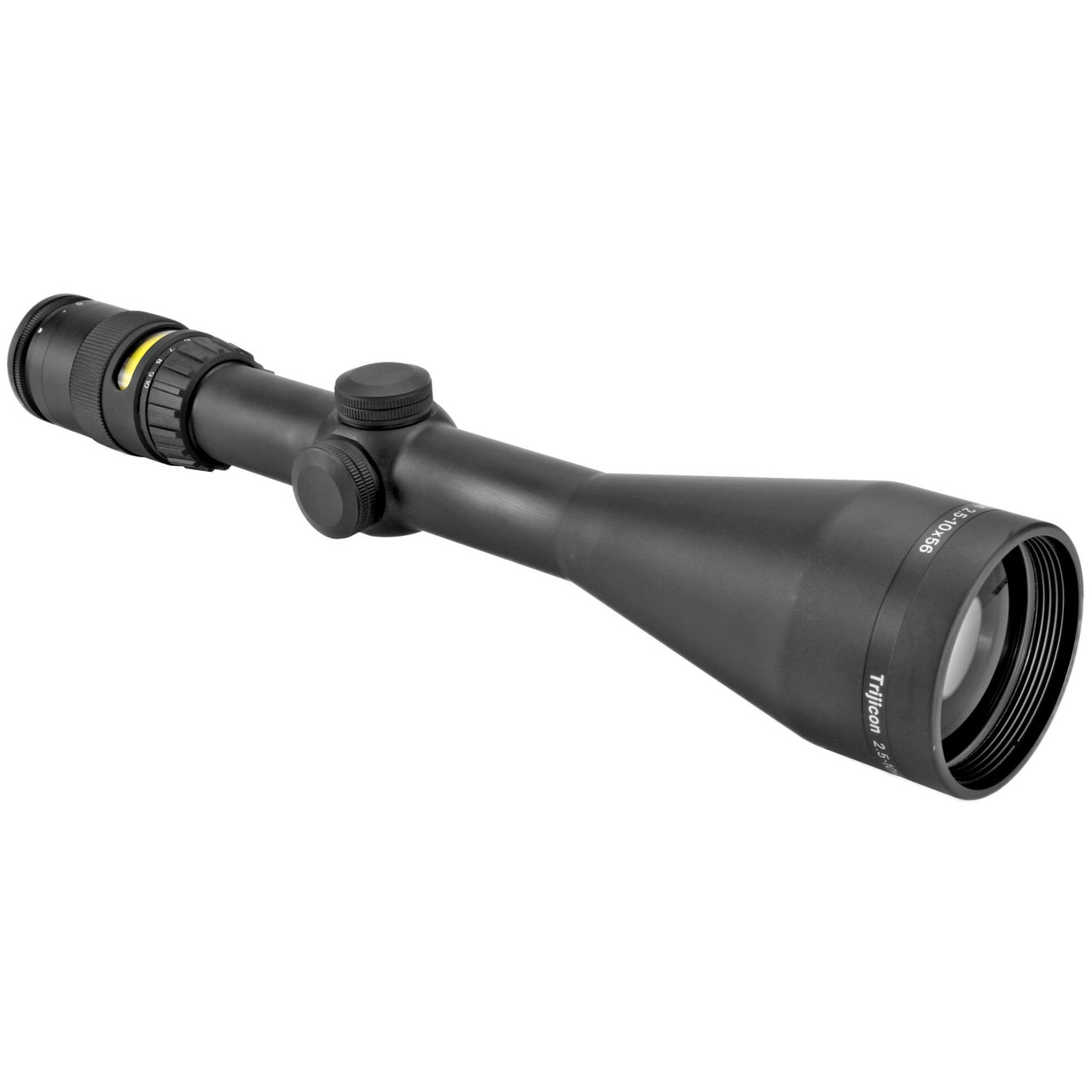 Trijicon TR22-2 AccuPoint 2.5-10X56 MIL-DOT Riflescope, a precision lightweight scope with battery-free illumination, designed for clarity and reliability, featuring a black matte finish and adjustable knobs for optimal shooting performance.