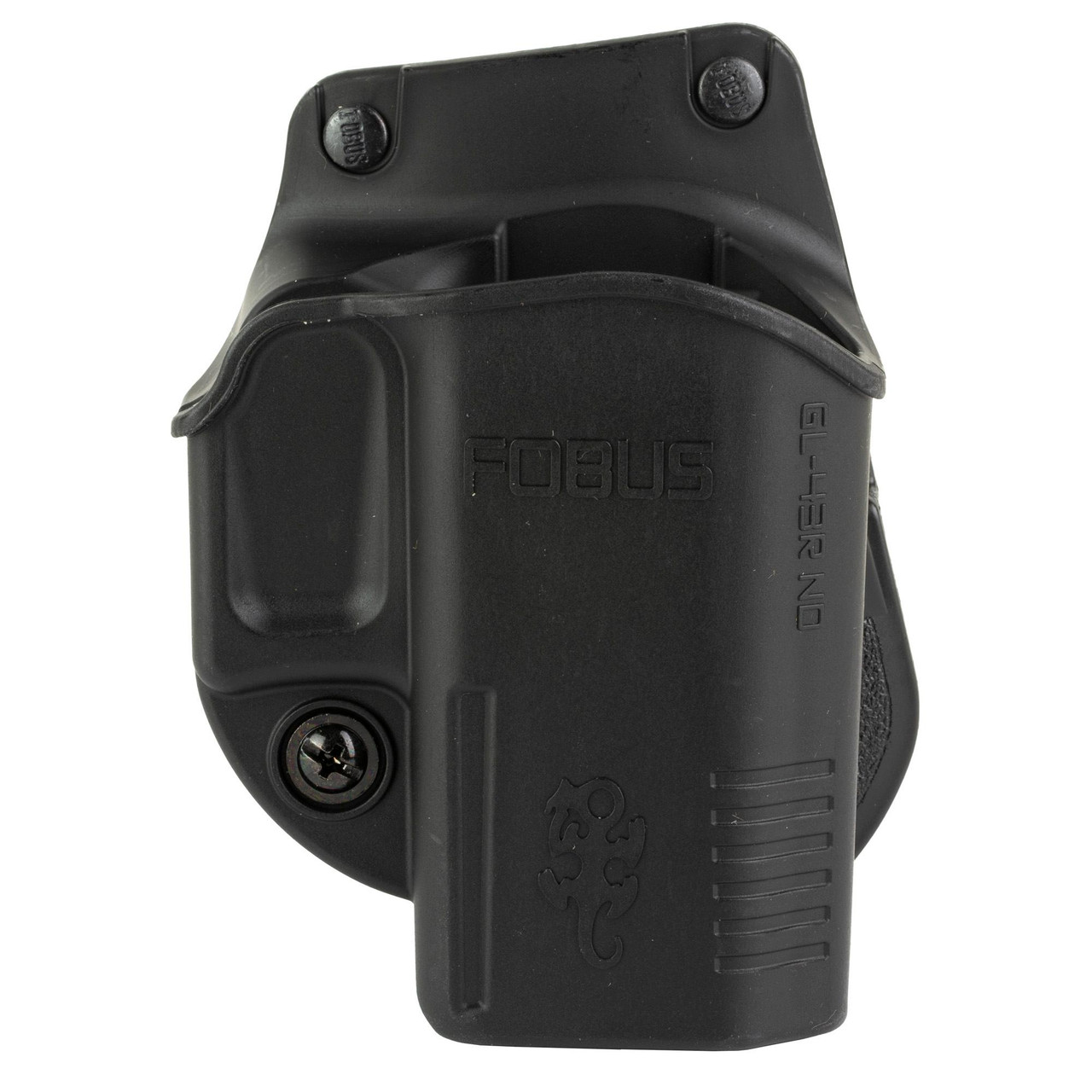 Fobus GL43RND, a black polymer holster for firearm concealment with a compact and ergonomic design.