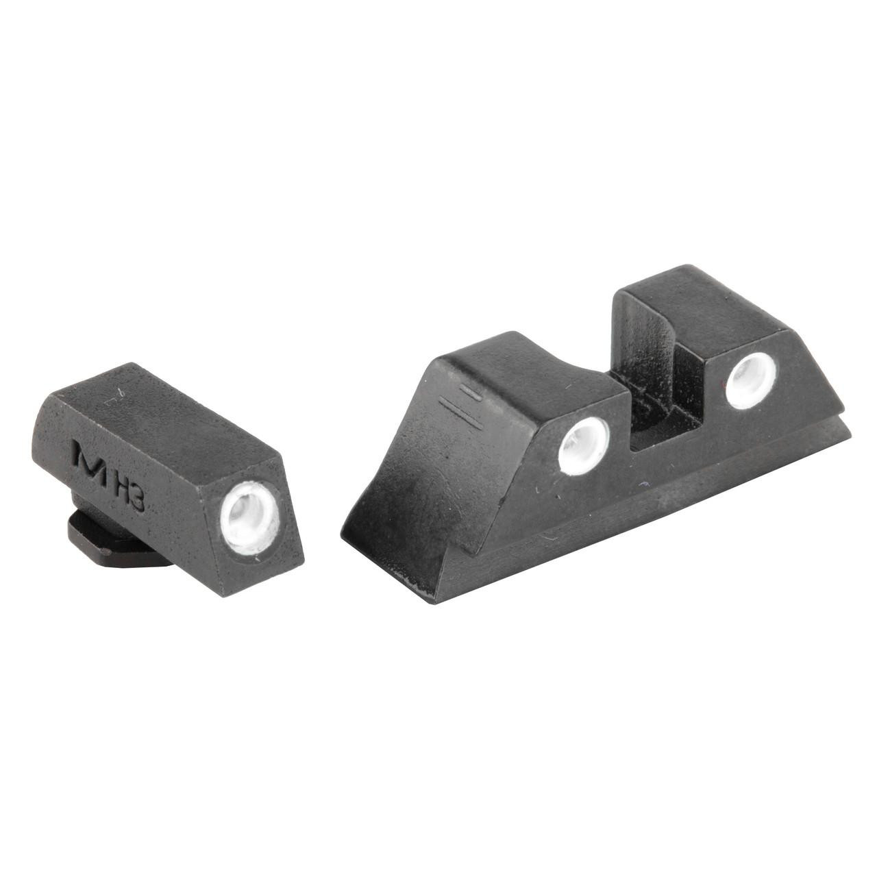 Meprolight TD Night Sights for Glock 20, 21, 29, 30 – Self-Illuminated, Maintenance-Free, Brightest Night Sights for Enhanced Low-Light Shooting, with durable black sight housings and luminous green dots for quick target acquisition.