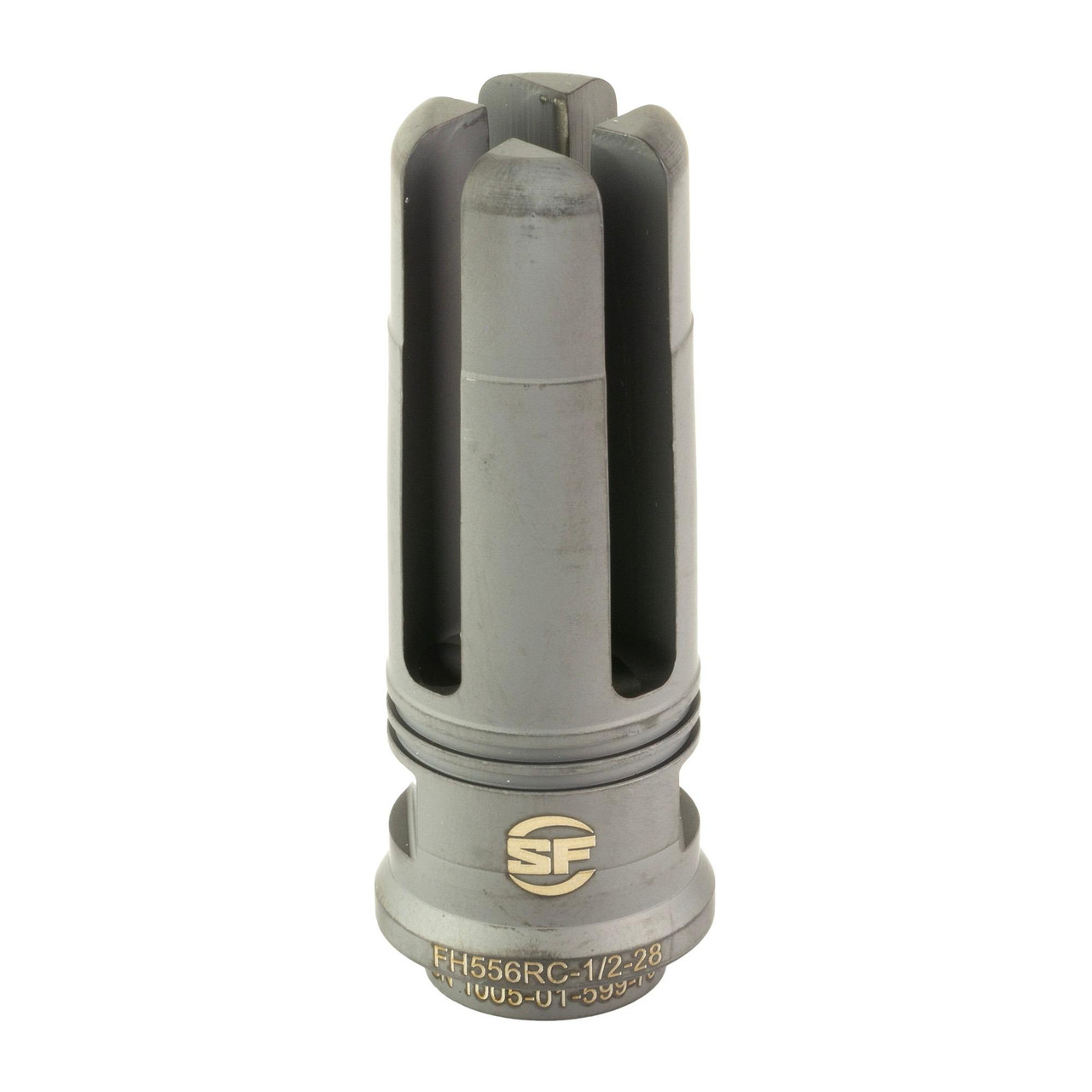 Surefire FH556RC-1/2-28 5.56mm Flash Hider, precision engineered aluminum muzzle device with slots for maximum flash reduction and suppressor compatibility.
