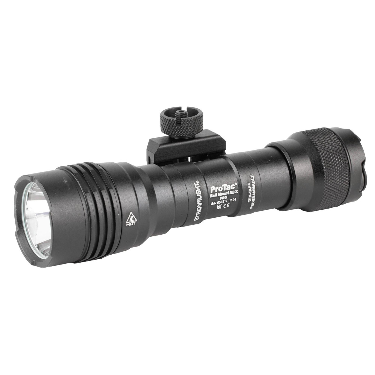 Streamlight STRMLGHT PROTAC RAIL MOUNT HL-X PRO, black tactical flashlight with adjustable rail mount for firearms.