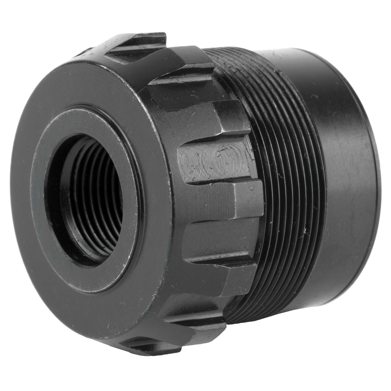 Dead Air Armament DEAD AIR GHOST FIXED MOUNT M13.5X1LH, black firearm muzzle brake or flash suppressor with threaded end for attaching accessories.