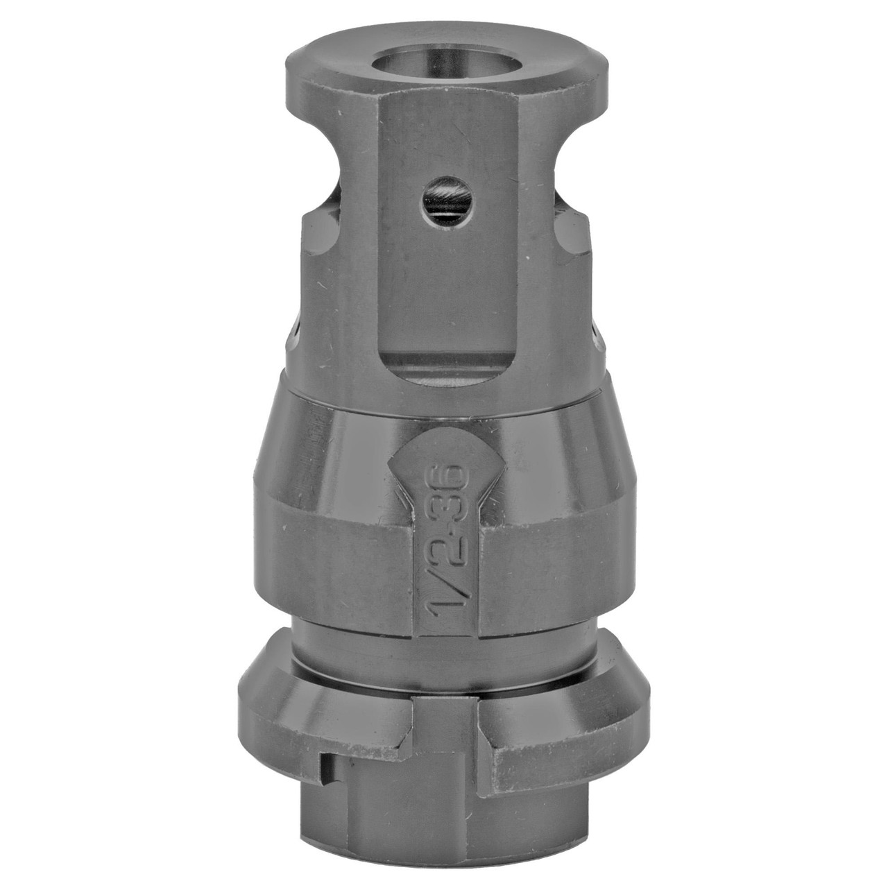 Dead Air Armament DEAD AIR KEY MNT MICRO BRK 1/2X36, firearm muzzle brake mount in gray metal with engraved specifications.